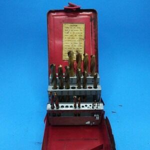Vintage Cobalt Drill Bit Set Mechanics Length w/ Metal Case Tap Die Rethreader